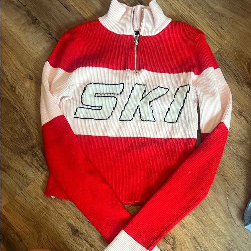 Forever 21 Red and White SKI Sweater